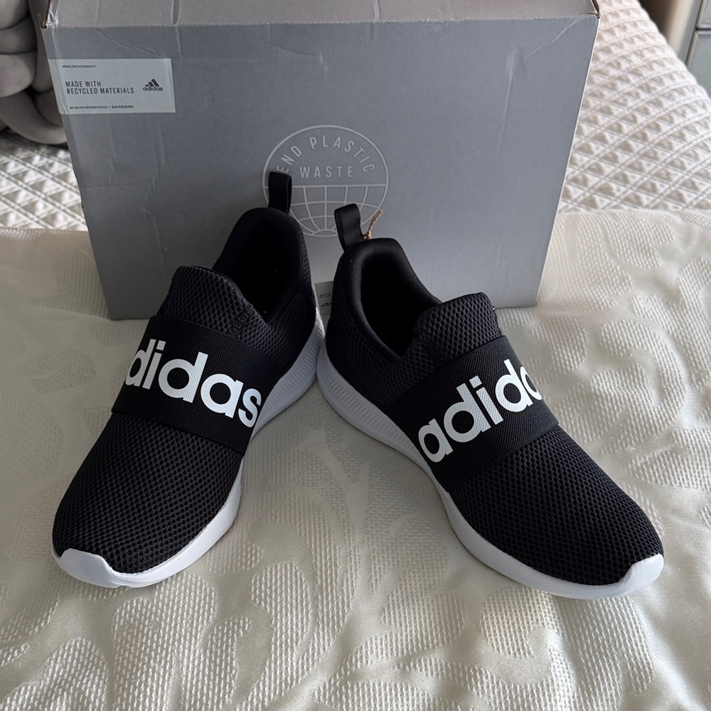 Adidas Lite Racers Adapt 4.0 Size 12 Black and White Mesh Slip-Ons